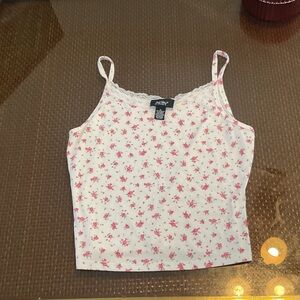 Juniors Floral Pink Tank Top